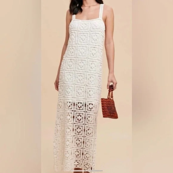 IN-LOOM Caroline Crochet Maxi Dress In Cream In White - Picture 1 of 13
